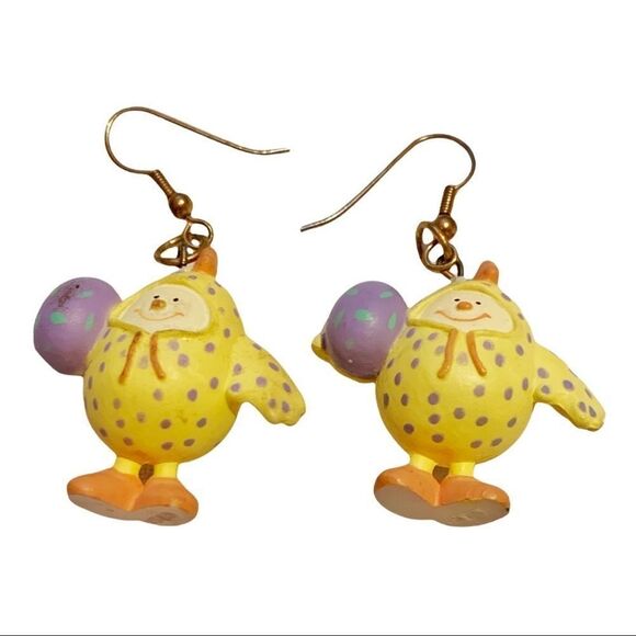 5 pair fun earrings-carrot-butterflies-easteregg-sheepdog-teddy bear-ladybug pin - Picture 4 of 9